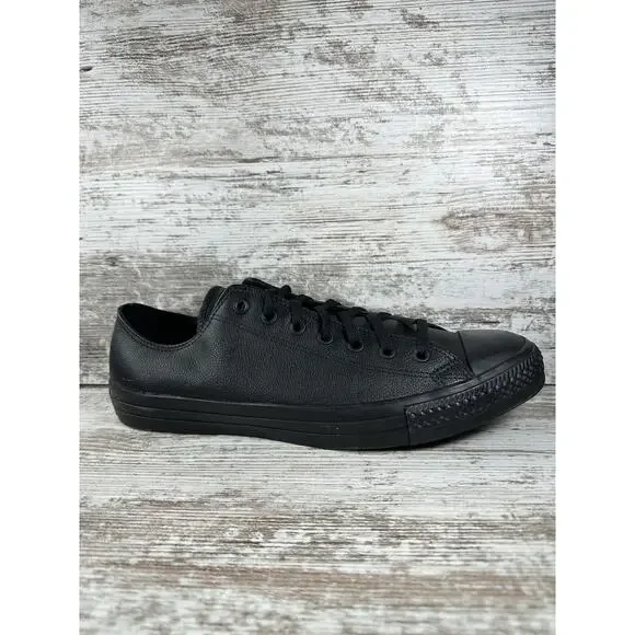 Men's Converse All Star Black Leather Low Top Sneakers Sz 13 EUC! - Picture 2 of 11
